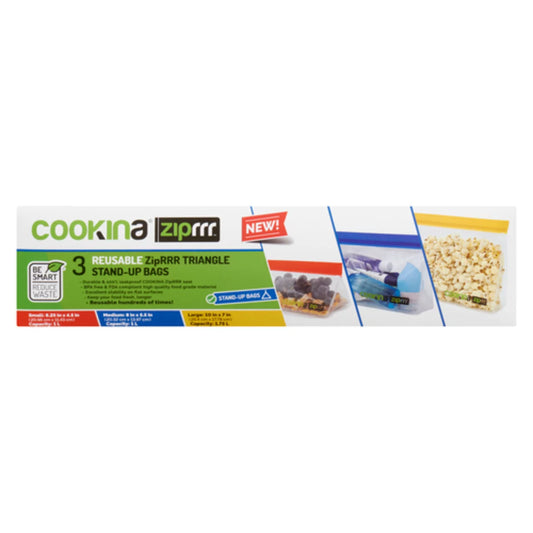 COOKINA ZIPRRR REUSABLE FREEZER BAGS, 12 X 3 UN