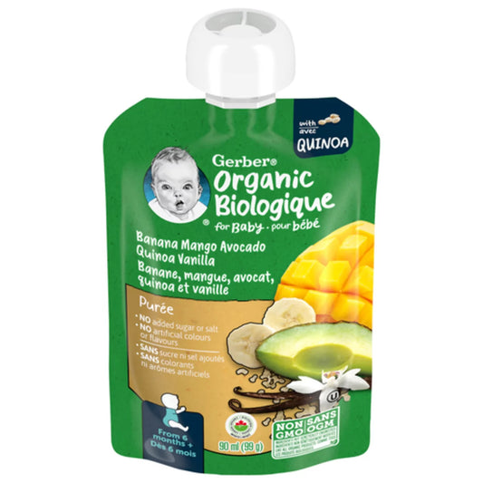 GERBER PUREE BANANA MANGO QUINOA, 12 X 99 G