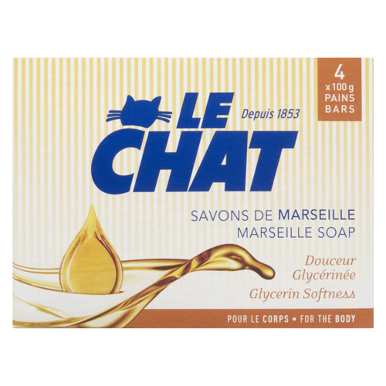 LE CHAT SOAP BAR SOFTNESS GLYCERINE, 18 X 400 G