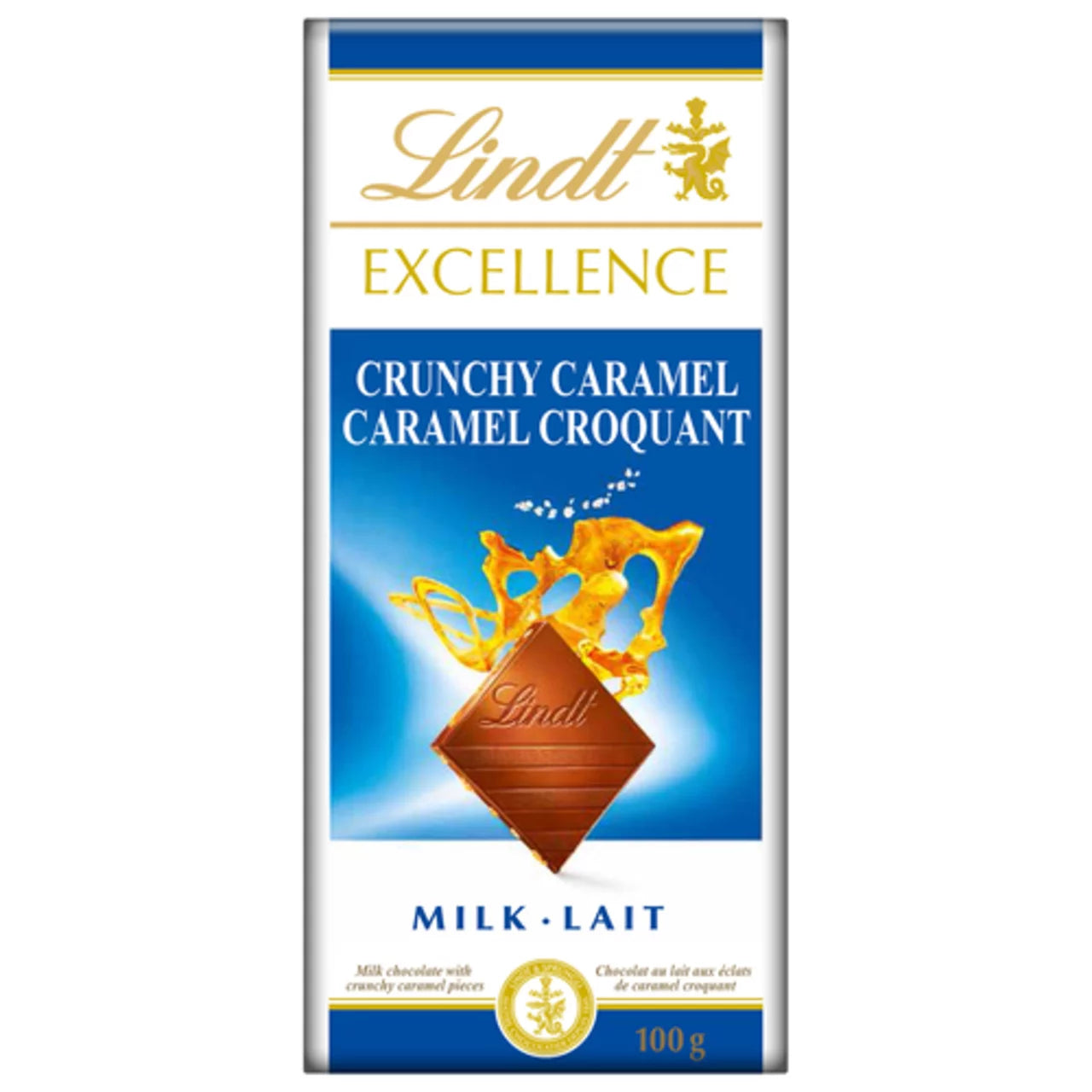 LINDT EXCELLENCE BAR CHOCOLATE CARAMEL CRUNCH, 20 X 100 G