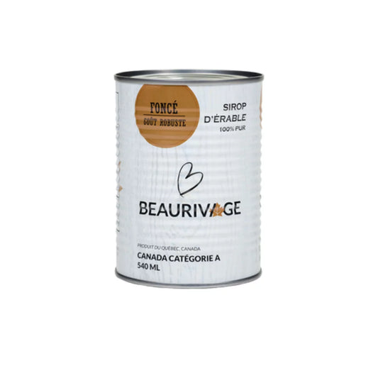 BEAURIVAGE DARK MAPLE SYRUP, 8 X 540 ML