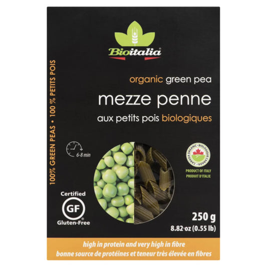 BIOITALIA ORGANIC MEZZE PENNE GREEN PEA, 12 X 250 G