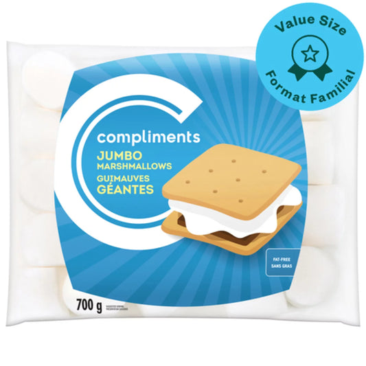COMPLIMENTS JUMBO WHITE MARSHMALLOWS, 8 X 700 G