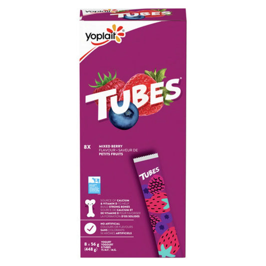 YOPLAIT YOGURT TUBES MIXED BERRIES, 8 X 8 X 56 G
