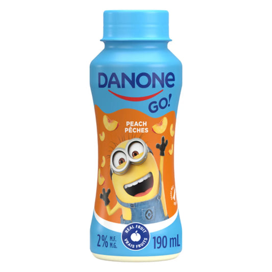 DANONE GO YOGURT DRINK 2% PEACHES, 8 X 190 ML