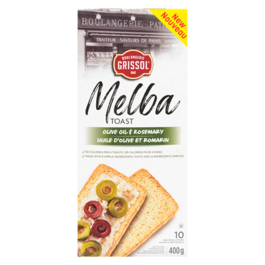 GRISSOL ROSEMARY OLIVE OIL MELBA TOAST, 12 X 400 G