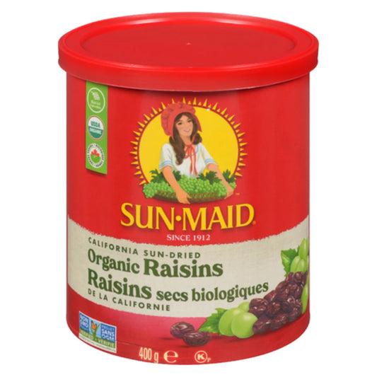 SUNMAID ORGANIC CALIFORNIA RAISINS, 12 X 400 G
