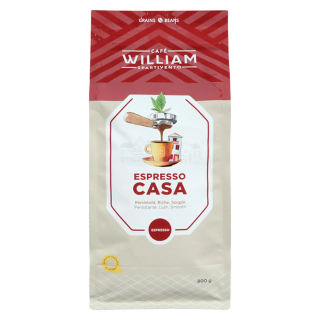 CAFE WILLIAM ESPRESSO CASA WHOLE BEAN COFFEE, 6 X 800 G