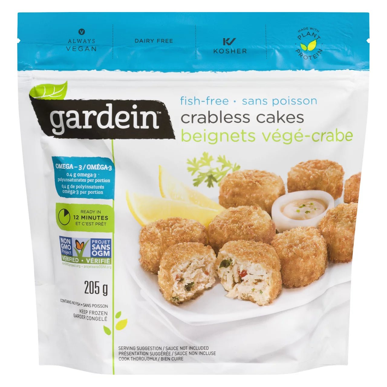 GARDEIN VEGAN CRAB CAKE, 8 X 205 G