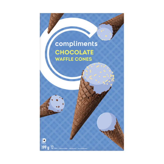 COMPLIMENTS CHOCOLATE WAFFLE CONES, 8 X 199 G