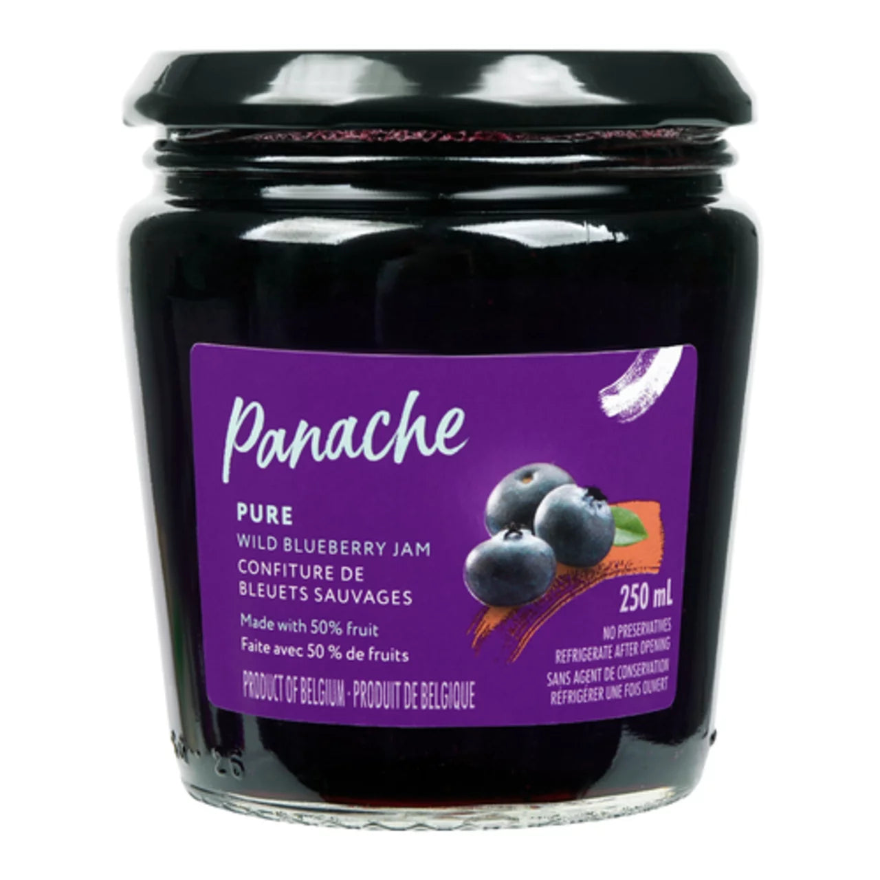 PANACHE WILD BLUEBERRY JAM, 6 X 250 ML