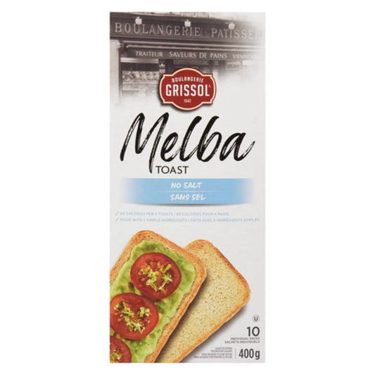 GRISSOL UNSALTED MELBA TOAST, 12 X 400 G