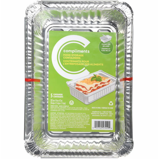 COMPLIMENTS ALUMINUM CONTAINER WITH LID 3 LBS, 24 X 5 UN
