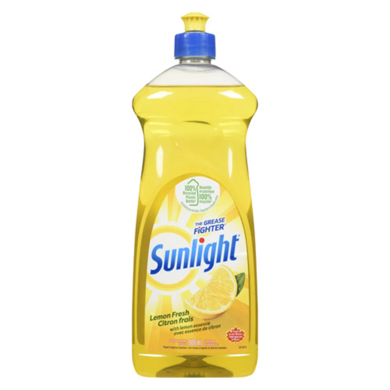 SUNLIGHT FRESH LEMON DISH LIQUID, 8 X 800 ML