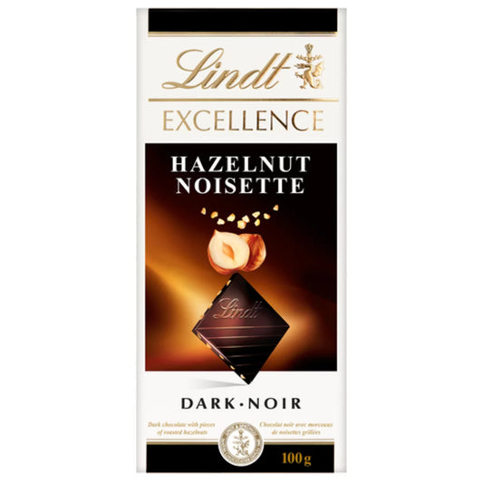 LINDT EXCELLENCE BAR CHOCOLATE DARK HAZELNUT, 20 X 100 G