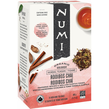 NUMI, ROOIBOS CHAI HRBL TEA OR, 6 x 18 CT