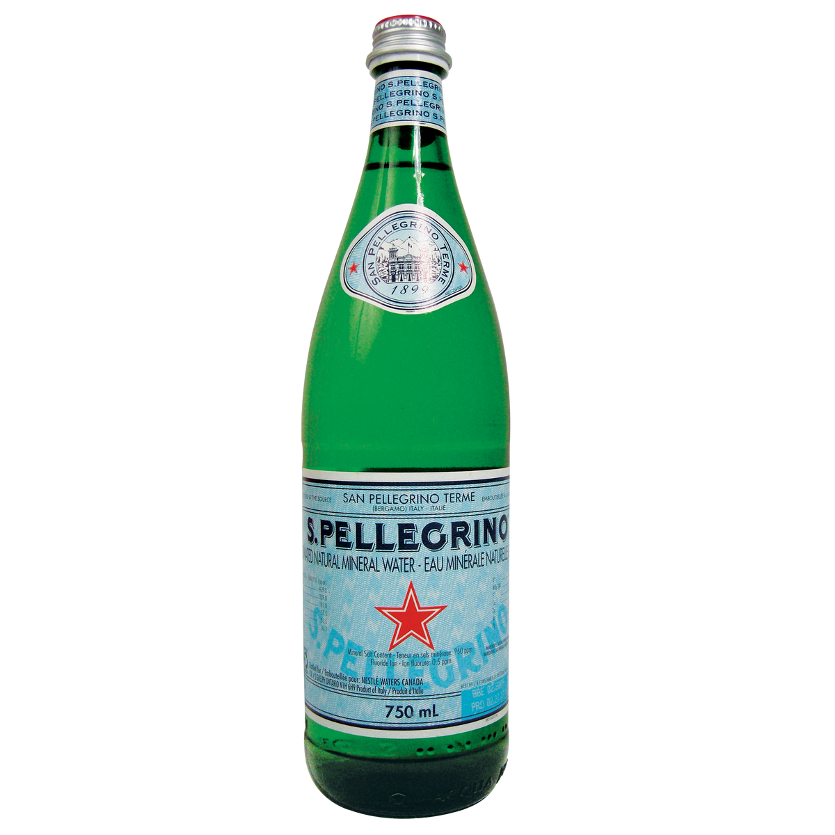 SAN PELLEGRINO, WATER MINERAL NATURAL CARBONATED, 15 x 750 ML