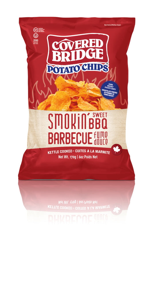 COVERED BRIDGE, SMOKIN' SWEET BBQ POTATO CHIP, 12 x 170G