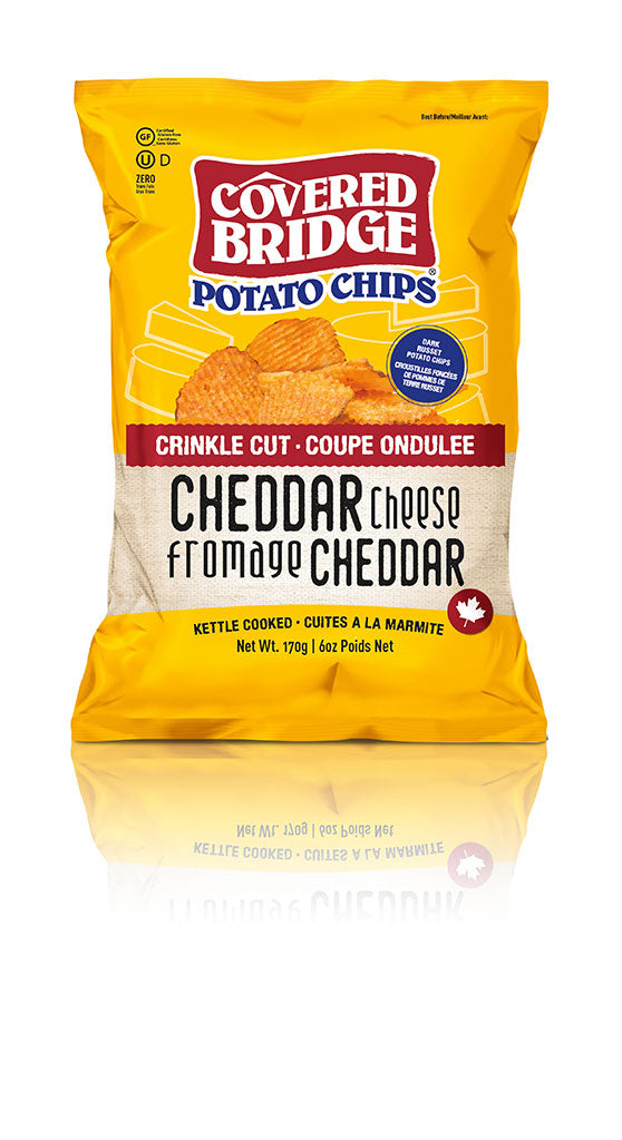 COVERED BRIDGE, CHEDDAR CHEESE - CRINKLE CUT, 12 x 170G
