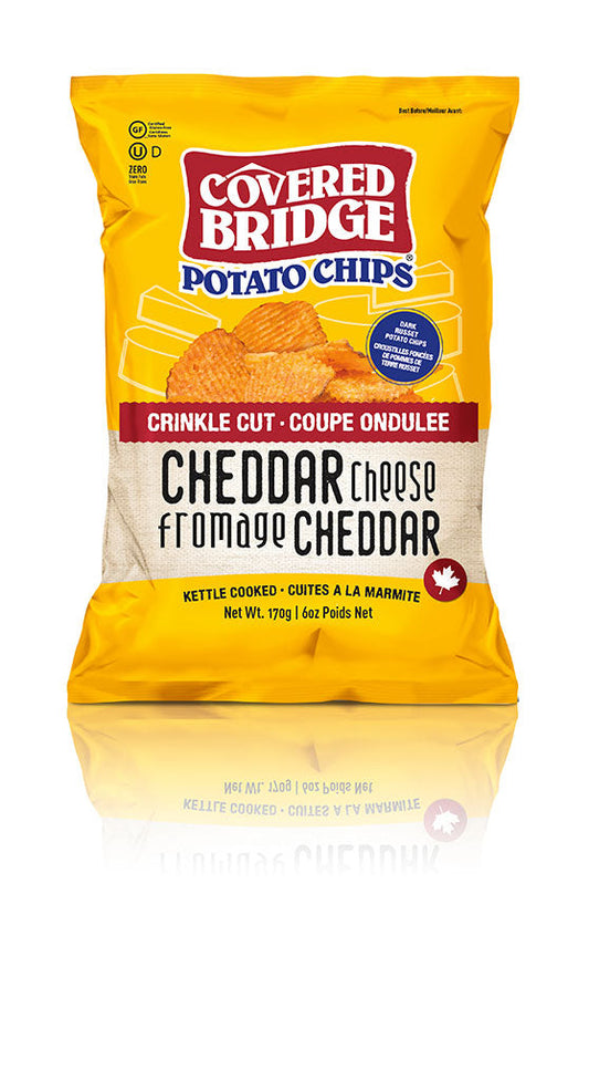 COVERED BRIDGE, CHEDDAR CHEESE - CRINKLE CUT, 12 x 170G