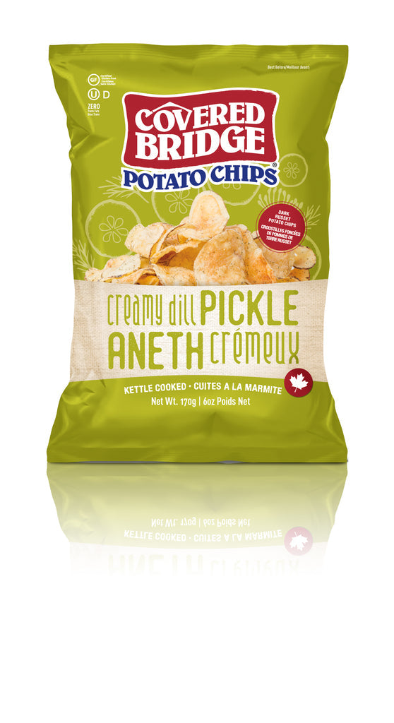 COVERED BRIDGE, CREAMY DILL PICKLE POTATO CHIPS, 12 x 170G