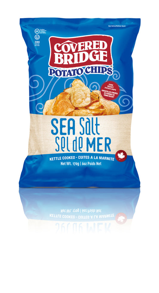 COVERED BRIDGE, SEA SALT POTATO CHIPS, 12 x 170G