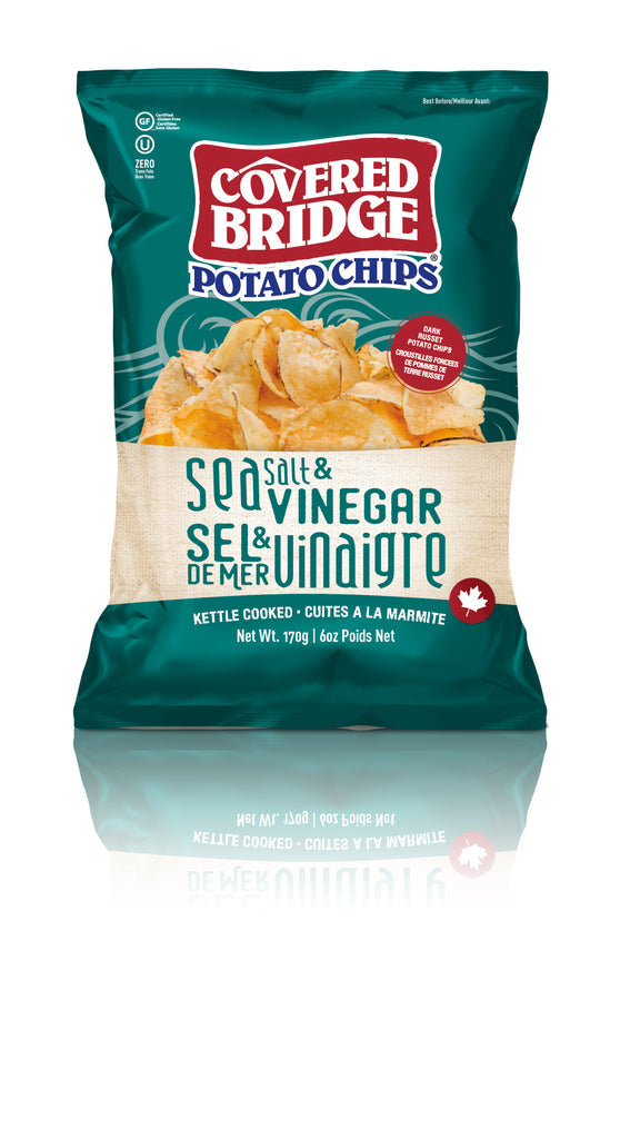 COVERED BRIDGE, SEA SALT & VINEGAR POTATO CHIPS, 12 x 170G