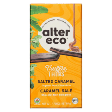 ALTER ECO, TRUFFLE THINS BAR - SALTED CARAMEL, 12 x 84G