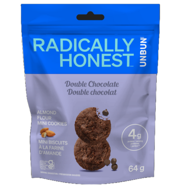 UNBUN, DOUBLE CHOCOLATE - ALMOND FLOUR COOKIES, 8 x 64G