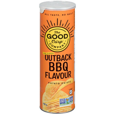 THE GOOD CRISP, OUTBACK BBQ POTATO CRISPS, 8 x 160G