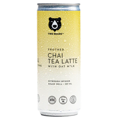 TWO BEARS, FROTHED TEA LATTE WITH OAT MILK - CHAI, 6 x 207ML