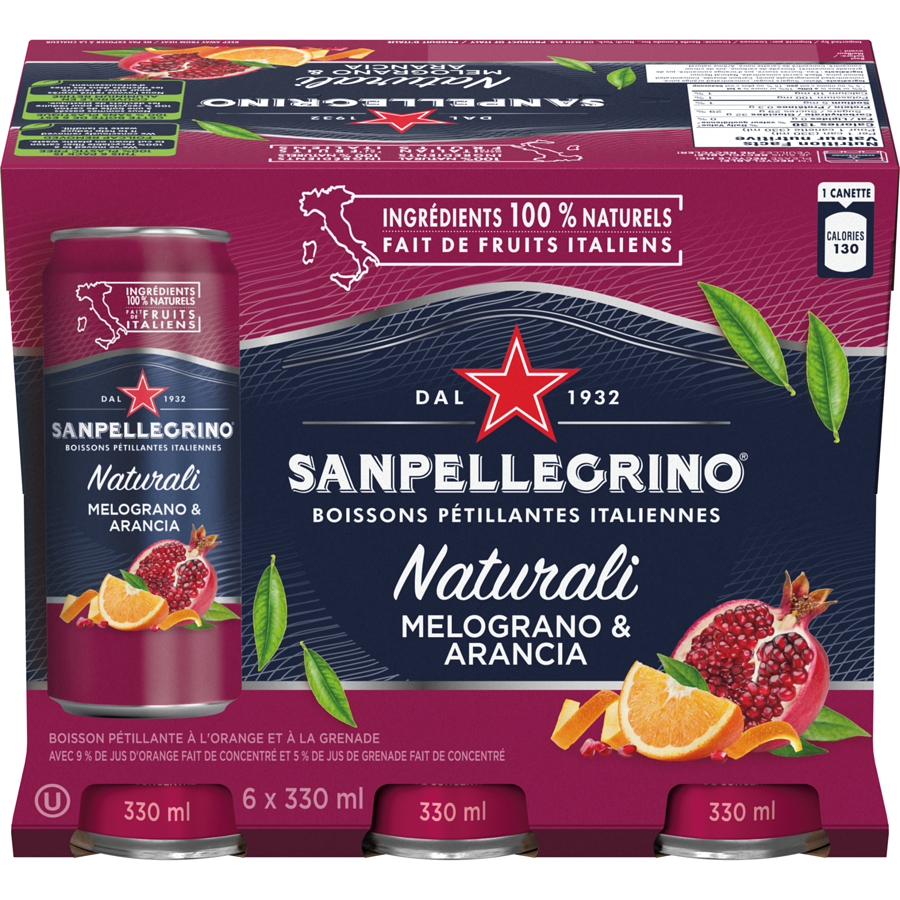 SAN PELLEGRINO, BEVERAGE MELOGRANO & ARANCIA, 6 x 330 ML