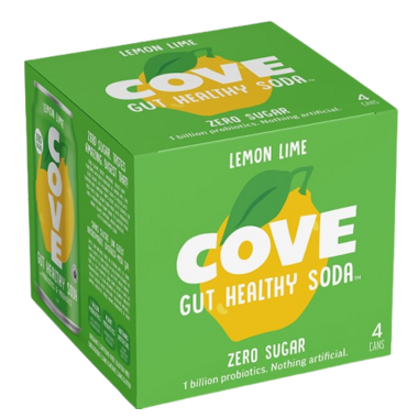 COVE DRINKS, LEMON LIME - GUT HEALTHY SODA - 4PK, 6 x 4 X 355