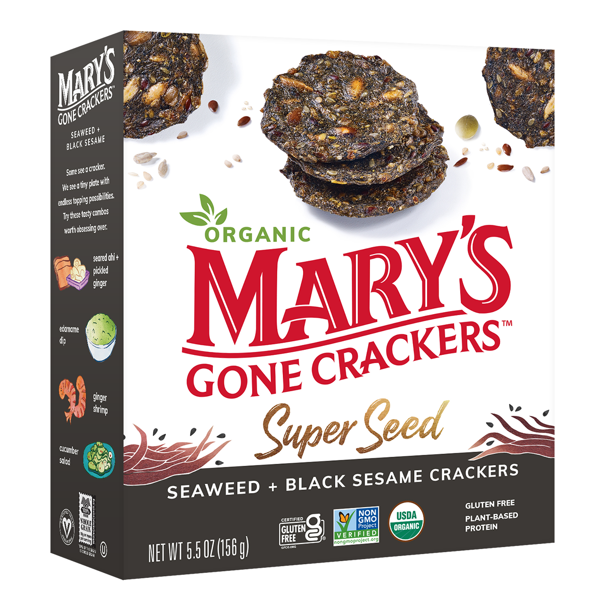 MARY'S ORGANIC, SEAWEED & BLACK SESAME, 6 x 156G