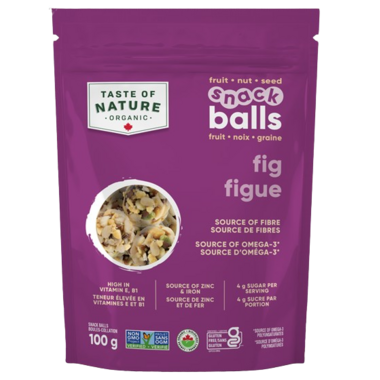 TASTEOFNATURE, ORG SNACK BALLS FIG, 6 x 100G