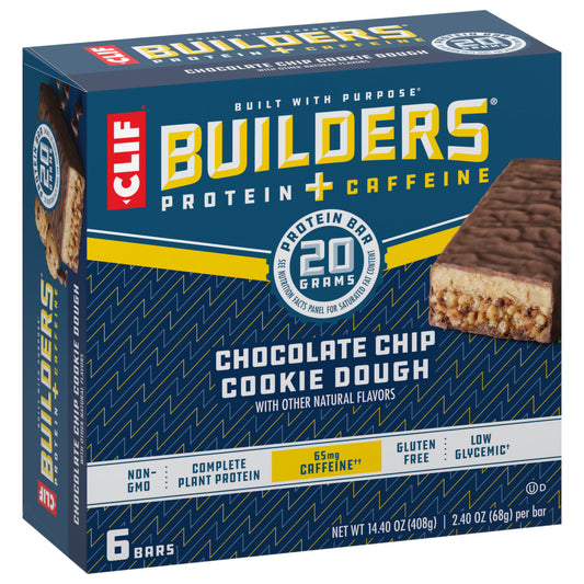 CLIF/LUNABAR, BUILDERS CHOC CHIP COOKIE DOUGH 6PK, 6 x 68G