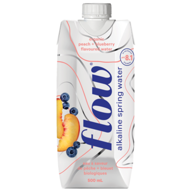 FLOW, ORGANIC PEACH BLUEBERRY, 12 x 500ML