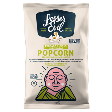LESSER EVIL, ORGANIC POPCORN - AVOCADO-LICIOUS, 12 x 142G