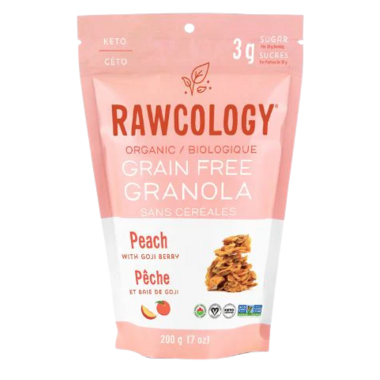 RAWCOLOGY, PEACH GRAIN FREE GRANOLA, 12 x 200G