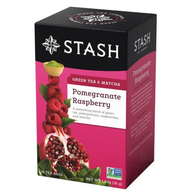 STASH TEA, POMEGRANATE RASPBERRY GREEN W MATCHA, 6 x 18CT