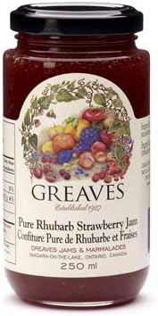 GREAVES, JAM - RHUBARB STRAWBERRY, 12 x 250 ML