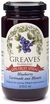 GREAVES, JAM - BLUEBERRY, 12 x 250 ML