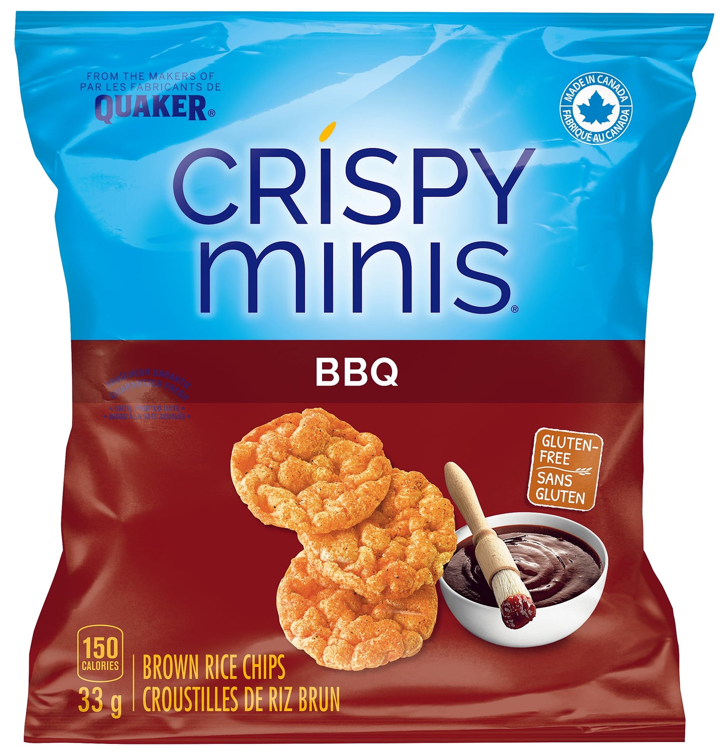 QUAKER CRISPY MINIS, BROWN RICE CHIPS BBQ, 32 X 33G