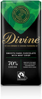 DIVINE CHOCOLAT, 70% DARK CHOCOLATE WITH MINT CRISP, 12 x 85G