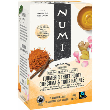 NUMI, THREE ROOTS TUMERIC TEA OR, 6 x 12 CT