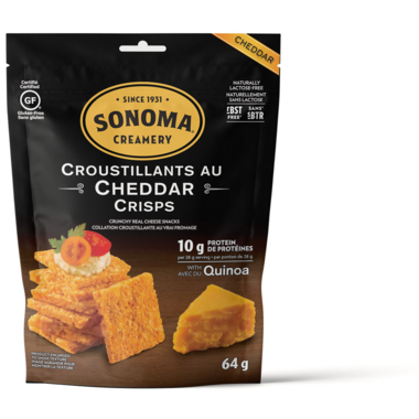 SONOMA CREAMERY, CHEDDAR CRISPS CHEESE SNACKS, 12 x 64G