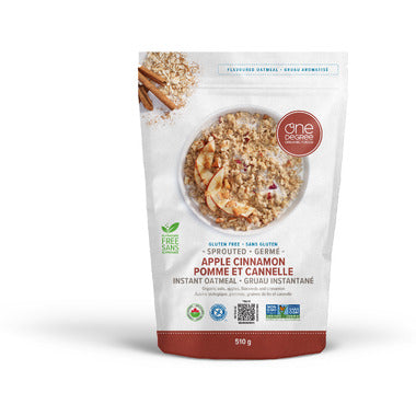 ONE DEGREE, SPROUTED APPLE CINNAMON INSTANT OATMEAL, 6 x 510G