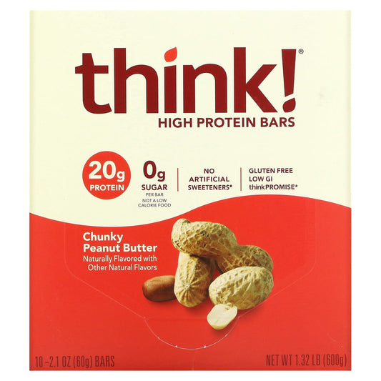 THINK, CHUNKY PEANUT BUTTER, 10 x 60G