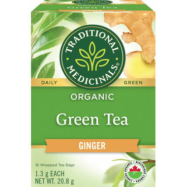 TRADITIONAL MEDICINALS, GREEN TEA GINGER, 6 x 16CT