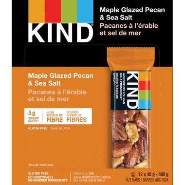 KIND, MAPLE GLAZED PECANS & SEA SALT, 12 x 40G